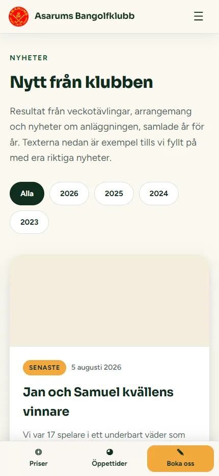 Nyheter page on a phone