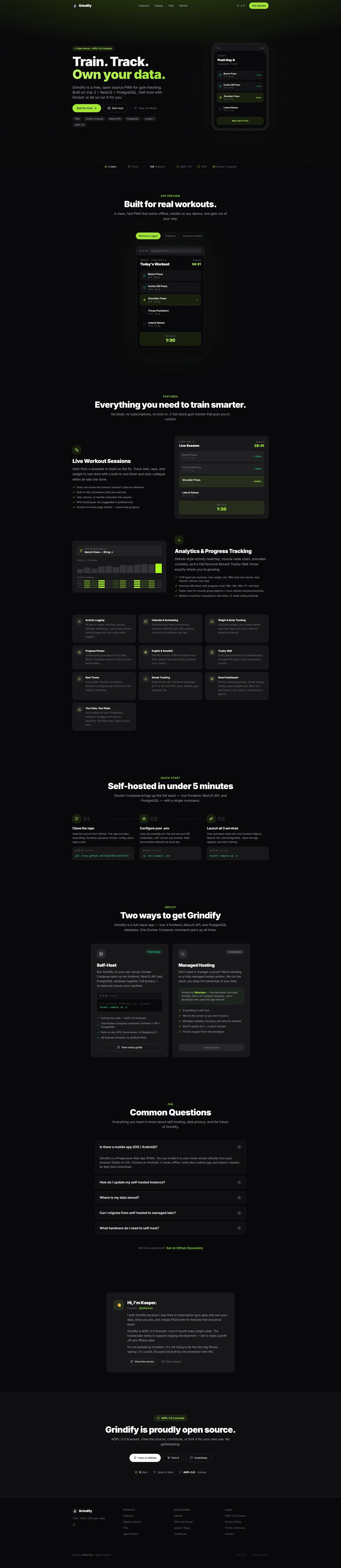 Grindify landing page